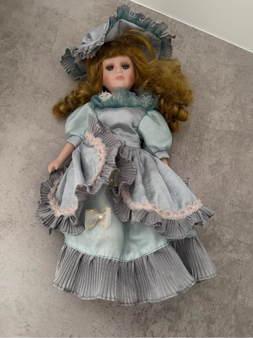 Porcelain Collector Doll in Light Blue Dress - Kids Toys